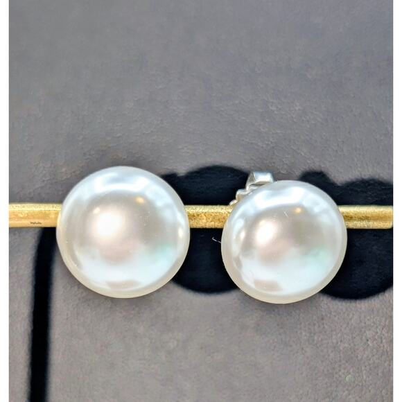 Extra Large Classic Timeless Faux Pearl Post Earrings - Picture 1 of 5